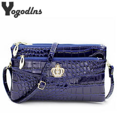 Women Crossbody Shoulder Bags Crown Messenger PU Leather Double Zipper Pouch Bag