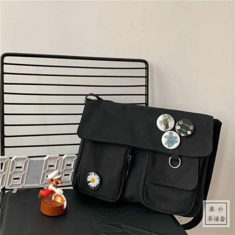 Women's Cartoon Pendant Canvas Shoulder Bag