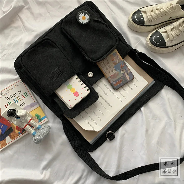 Women's Cartoon Pendant Canvas Shoulder Bag