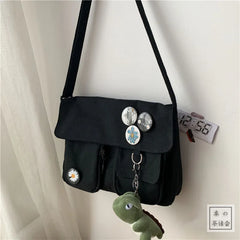 Women's Cartoon Pendant Canvas Shoulder Bag
