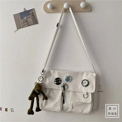 Women's Cartoon Pendant Canvas Shoulder Bag