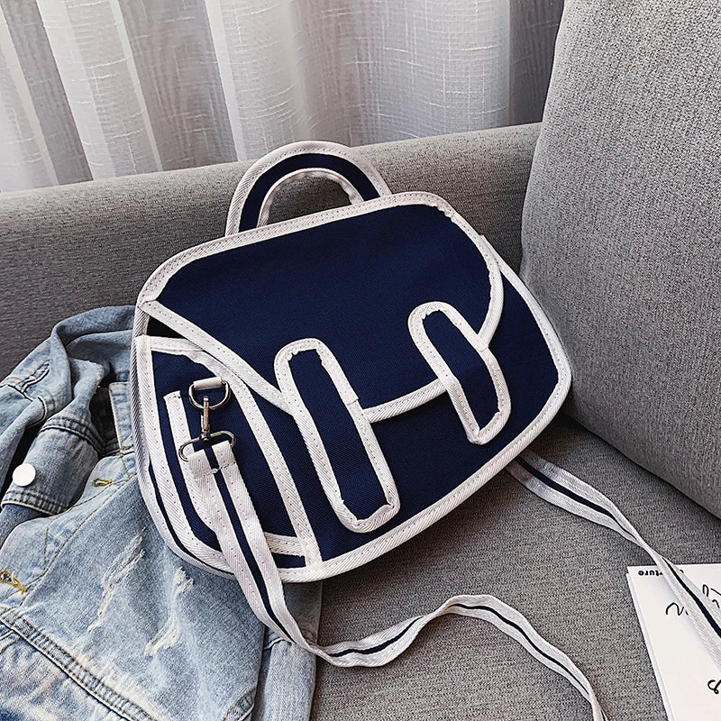 Women's Crossbody Bag Unique Layered Layout Canvas Durable Handbag Shoulder Bags