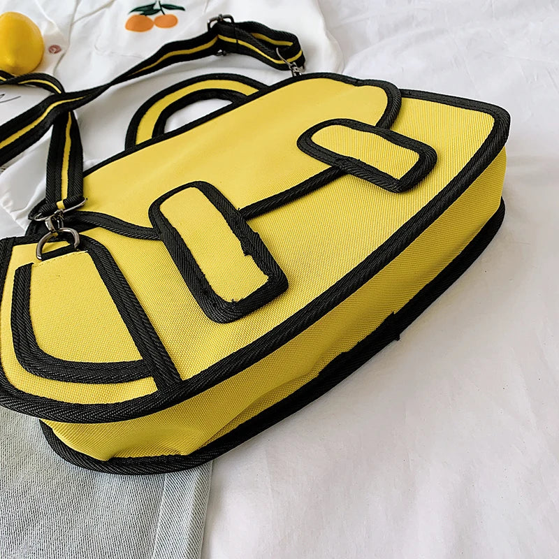 Women's Crossbody Bag Unique Layered Layout Canvas Durable Handbag Shoulder Bags