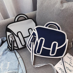 Women's Crossbody Bag Unique Layered Layout Canvas Durable Handbag Shoulder Bags