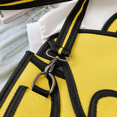 Women's Crossbody Bag Unique Layered Layout Canvas Durable Handbag Shoulder Bags