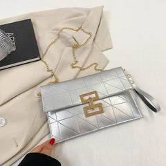 Women's Silver Messenger Square Bag Handbag Purse Crossbody Bag B510