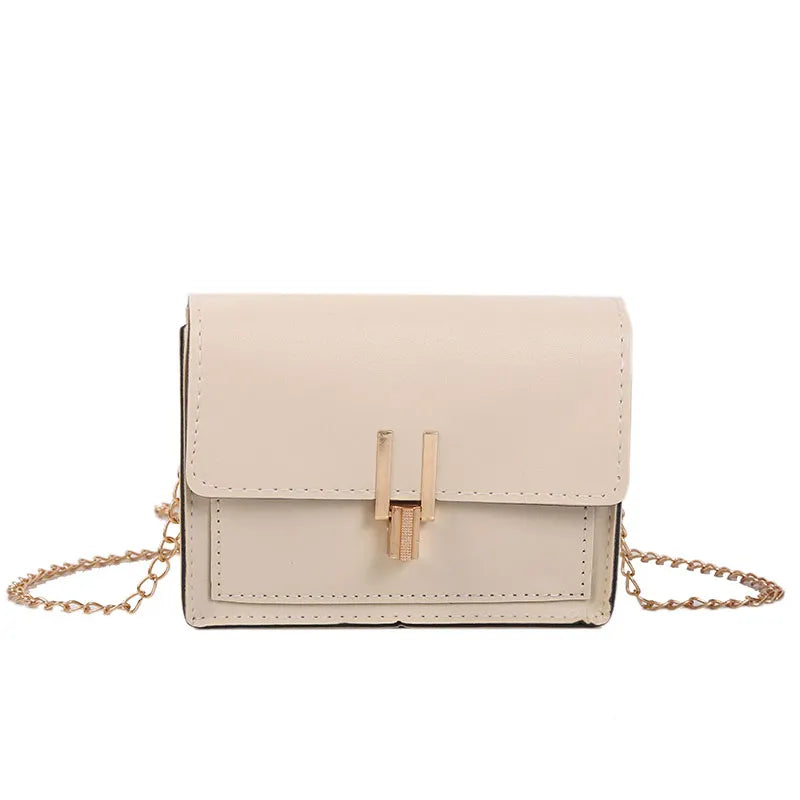Small Square Shoulder Bag with Metal Chain for Women
