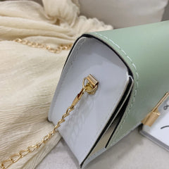 Small Square Shoulder Bag with Metal Chain for Women