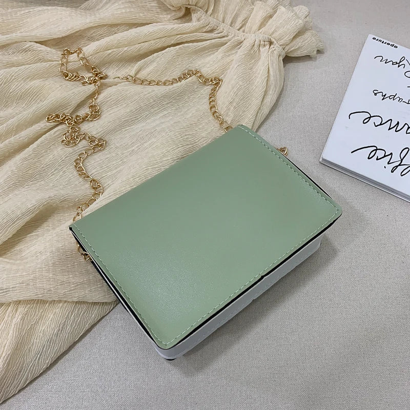 Small Square Shoulder Bag with Metal Chain for Women