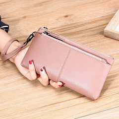 Women Leather Long Wallet Zipper Clutch Purse Cowhide Hand Bag