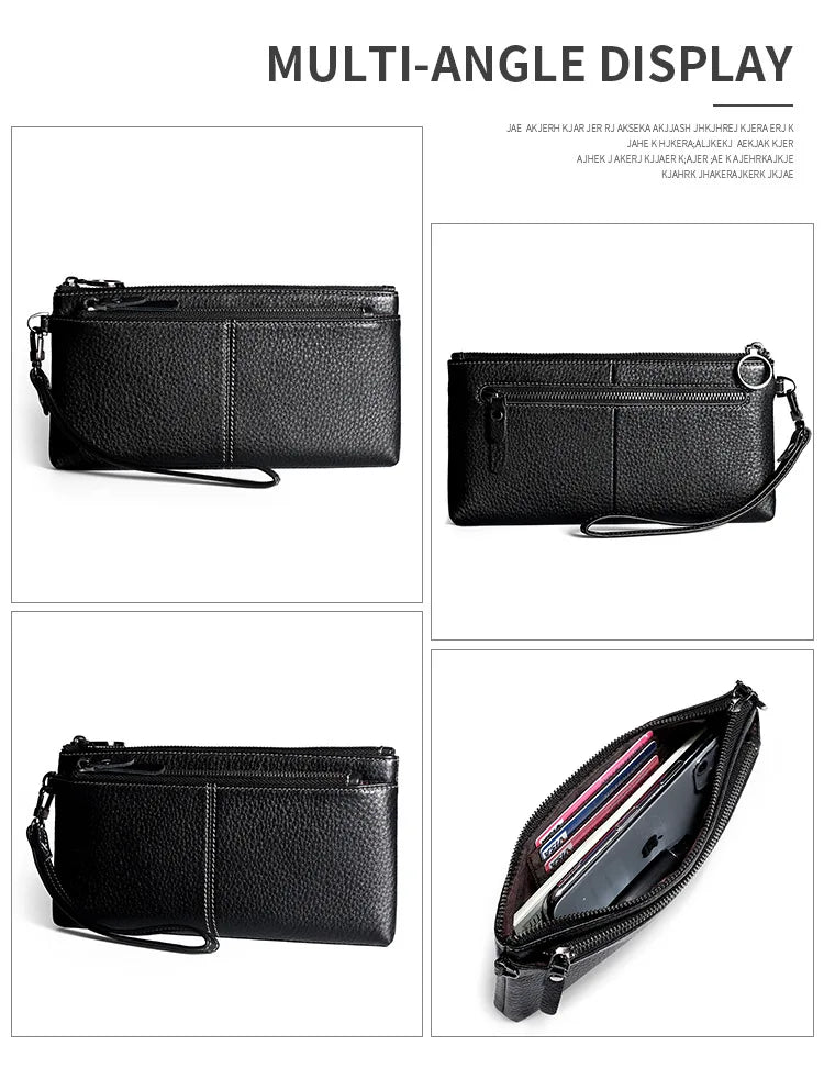 Women Leather Long Wallet Zipper Clutch Purse Cowhide Hand Bag
