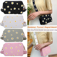 Daisy Pattern Shoulder Bag Candy Handle Purse Phone Pocket Handbag Girls