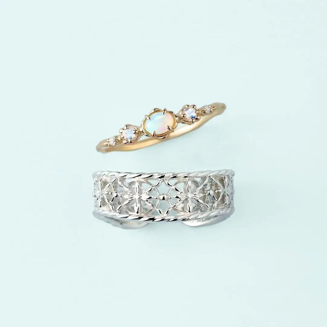 Moonstone Inlaid Ear Bone Clip Open Ring