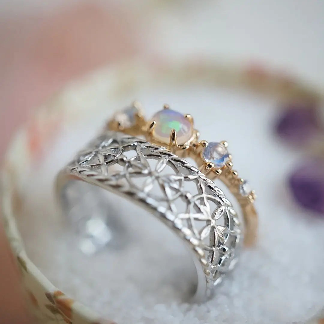 Moonstone Inlaid Ear Bone Clip Open Ring