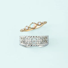 Moonstone Inlaid Ear Bone Clip Open Ring