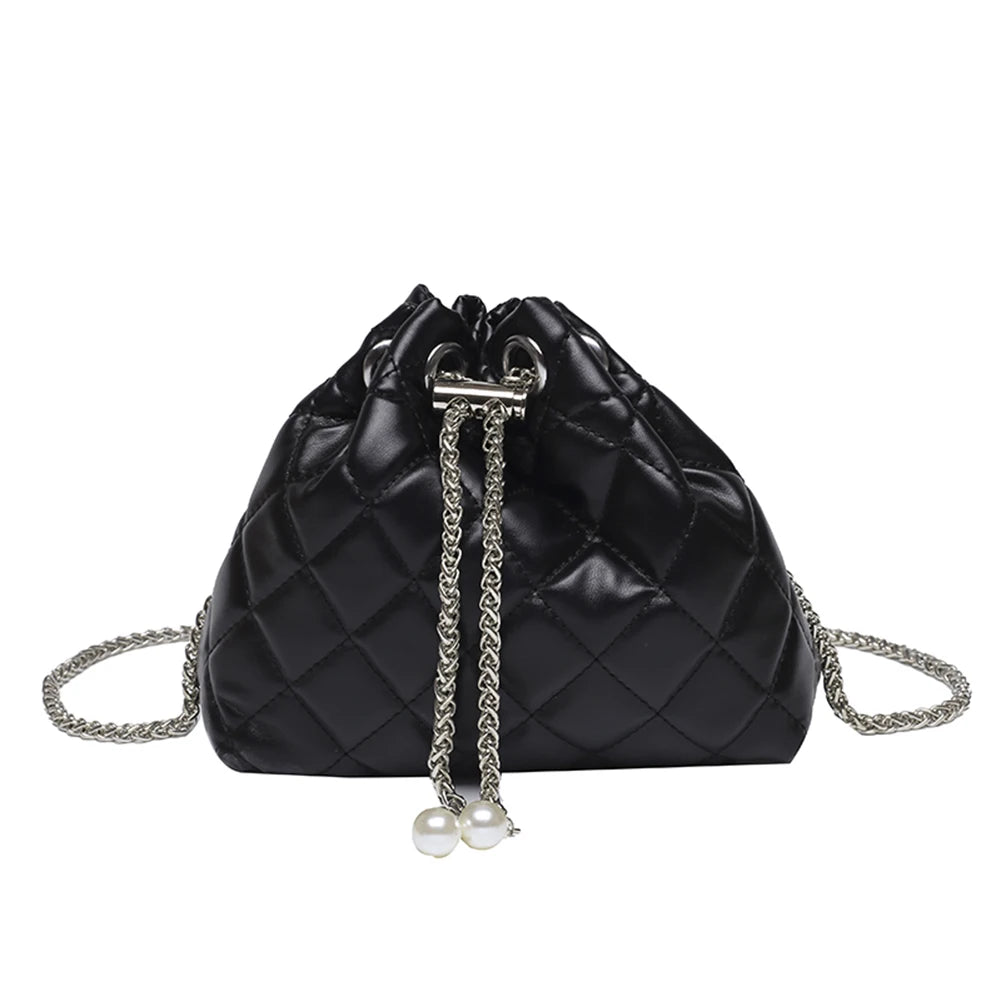 Embroidery Line PU Leather Bag One Shoulder Small Fragrance Chain