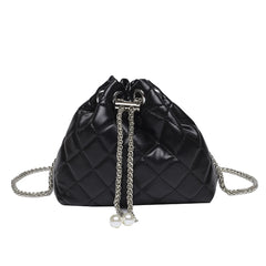 Embroidery Line PU Leather Shoulder Bag Chain for Women