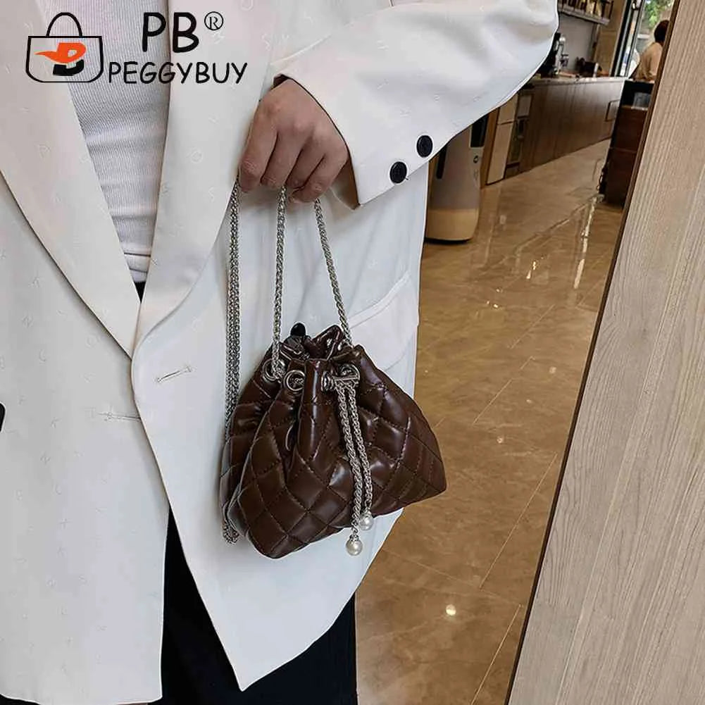 Embroidery Line PU Leather Bag One Shoulder Small Fragrance Chain