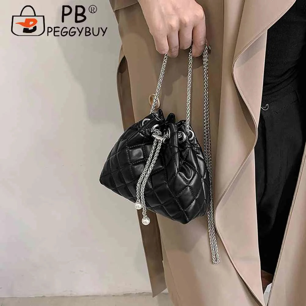 Embroidery Line PU Leather Bag One Shoulder Small Fragrance Chain