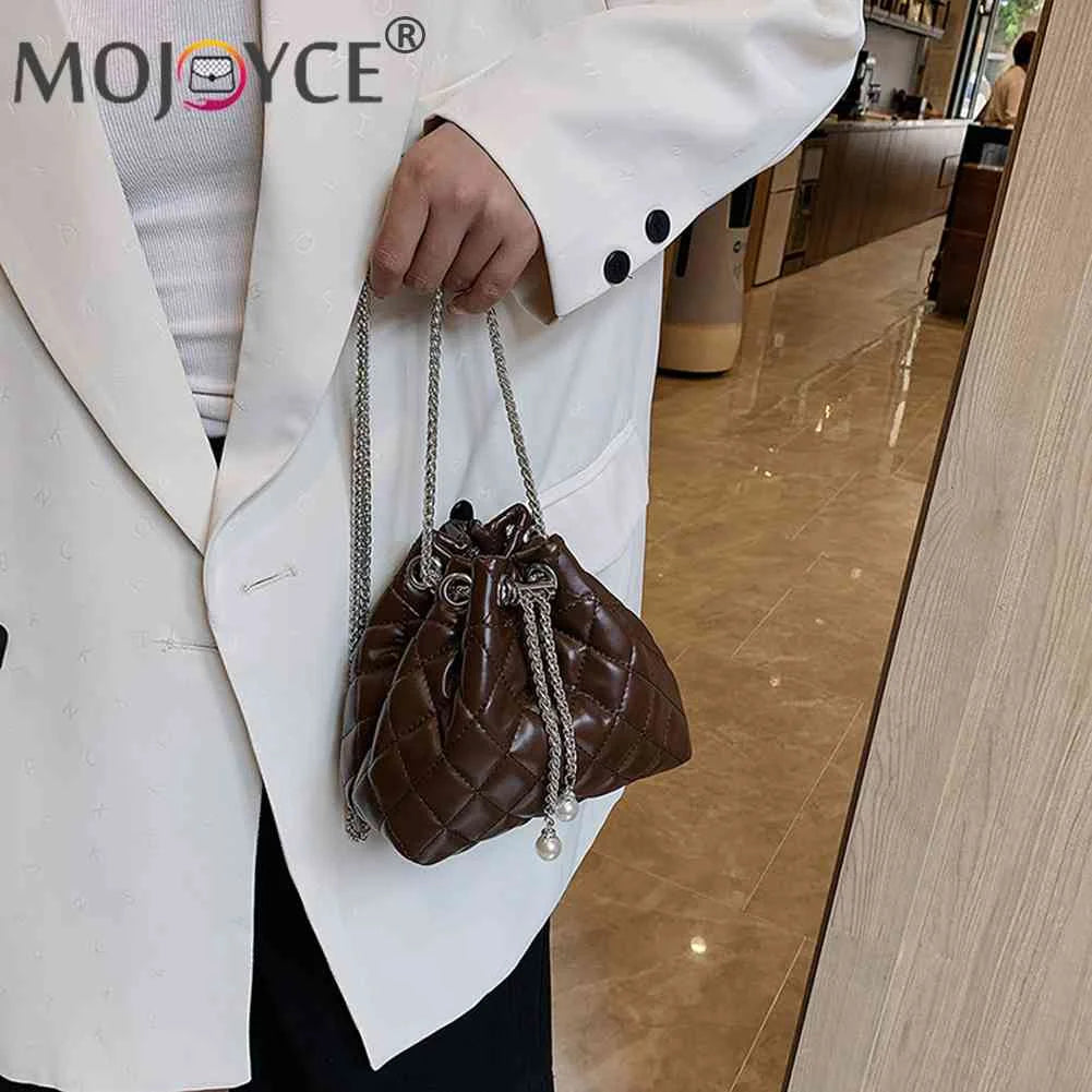 Embroidery Line PU Leather Shoulder Bag Chain for Women