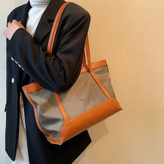 Female Bucket Shoulder Tote Handbag with Big Pockets
