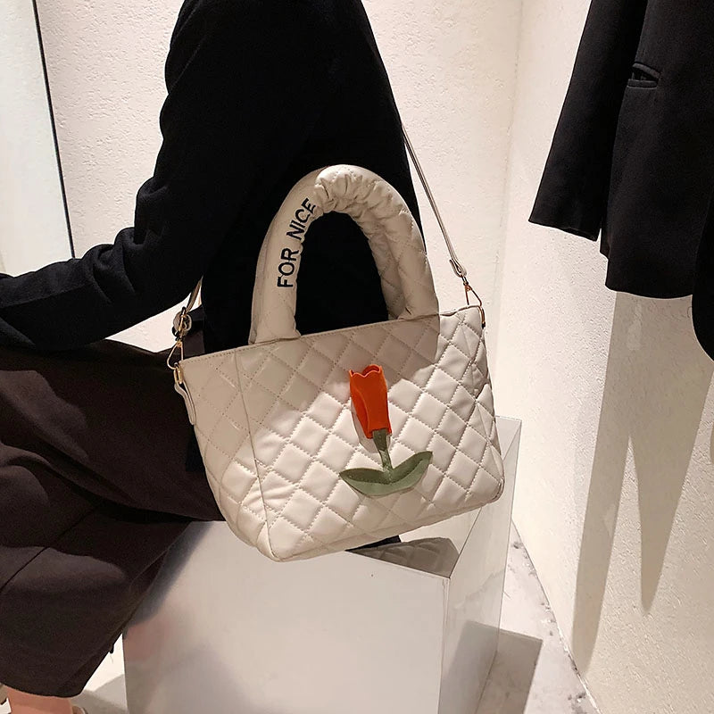 Fashionable Flowers Women Shoulder Bags Handbag Casual Travel Tote Bag Female Cr