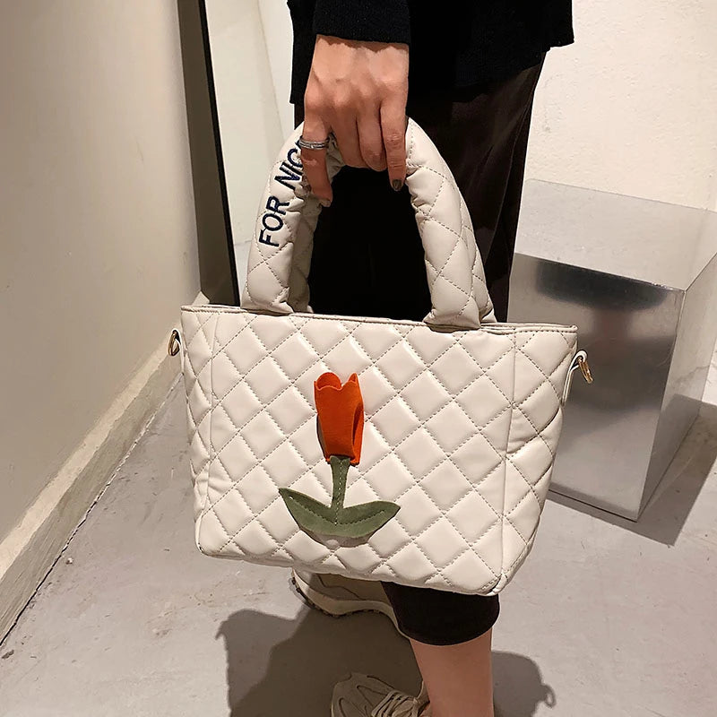 Fashionable Flowers Women Shoulder Bags Handbag Casual Travel Tote Bag Female Cr