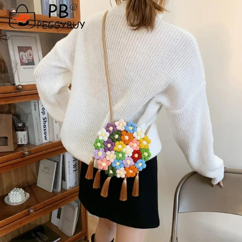 Ethnic Style Embroidered Crossbody Bag Woven Shoulder Handbag