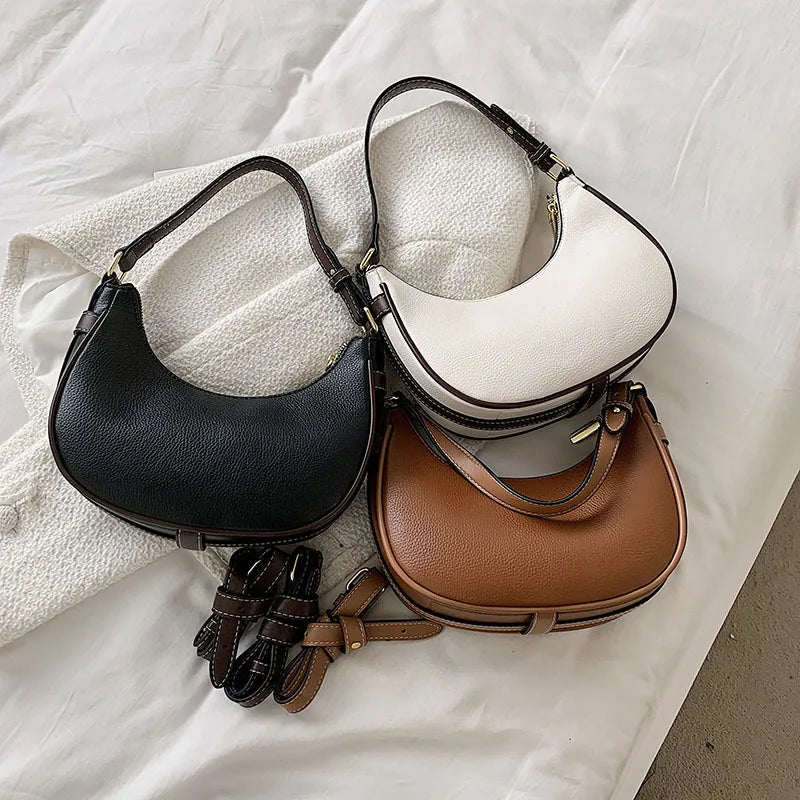 Fashionable Hobo Purse Soft Leather Shoulder Bag Women Underarm Bags