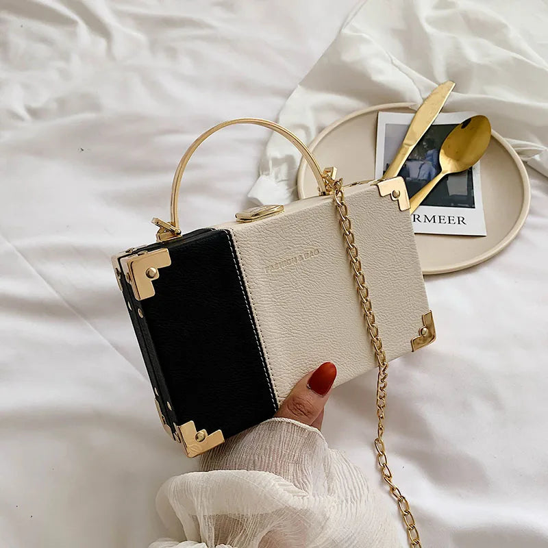 Metal Handle Box Ladies Clutch Bag Purses Women Chain Bag Totes