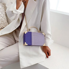 Metal Handle Box Ladies Clutch Bag Purses Women Chain Bag Totes