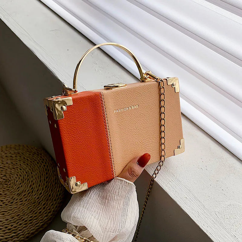 Metal Handle Box Ladies Clutch Bag Purses Women Chain Bag Totes