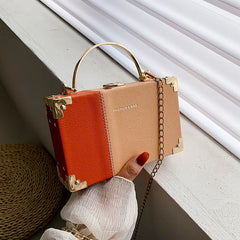 Metal Handle Box Ladies Clutch Bag Purses Women Chain Bag Totes