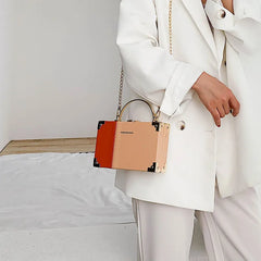 Metal Handle Box Ladies Clutch Bag Purses Women Chain Bag Totes