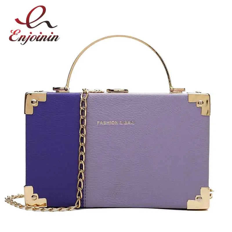 Metal Handle Box Ladies Clutch Bag Purses Women Chain Bag Totes