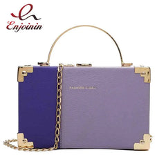 Metal Handle Box Ladies Clutch Bag Purses Women Chain Bag Totes