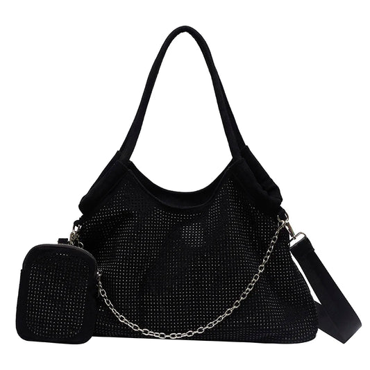 Solid Diamonds Shine Bag Women Party High Capacity Tote Multifunction