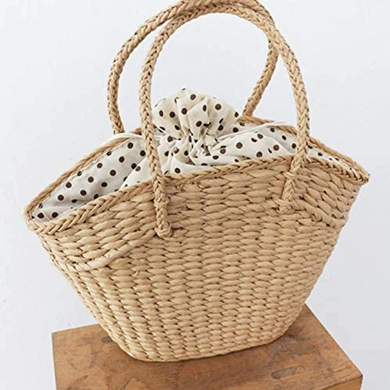 Straw Woven Women Casual Shoulder Bag Large Capacity Travel Shopping Tote Bag