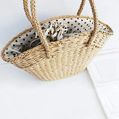 Straw Woven Women Casual Shoulder Bag Large Capacity Travel Shopping Tote Bag