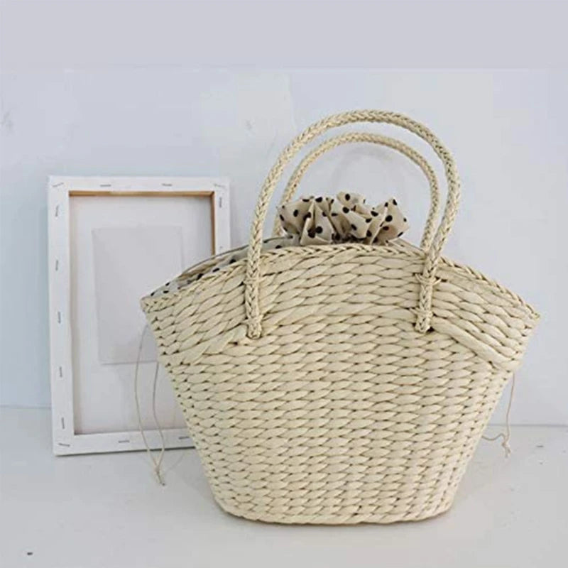 Straw Woven Women Casual Shoulder Bag Large Capacity Travel Shopping Tote Bag