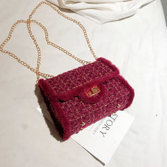 Fashionable Wild Women Handbags Small Messenger Bags Winter Wool