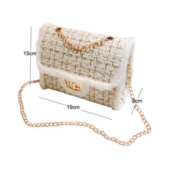 Fashionable Wild Women Handbags Small Messenger Bags Winter Wool
