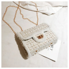 Fashionable Wild Women Handbags Small Messenger Bags Winter Wool