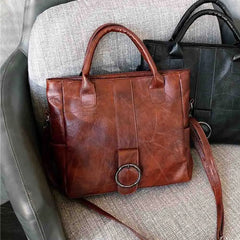 Retro Travel Shoulder Bag Soft PU Leather Tote Women's Handbag