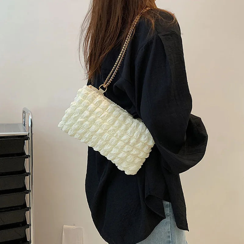 Women's Fashioni Pleated Shoulder Bag Chain Strap Crossbody Bags