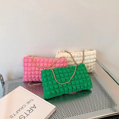 Women's Fashioni Pleated Shoulder Bag Chain Strap Crossbody Bags