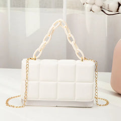 PU Leather Shoulder Bags Chain Rhomboid Crossbody Handbags