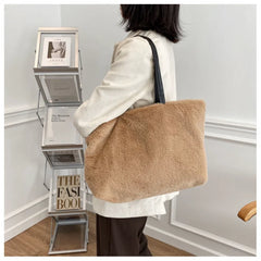 Faux Fur Bags Women Large Capacity Soft Tote Bag All-match Ladies Vintage