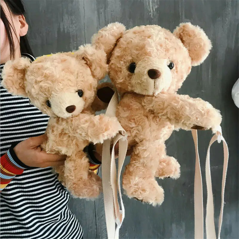 Faux Fur Bear Head Purse Cartoon Female Handbag Fluffy Teddy Shoulder Bag