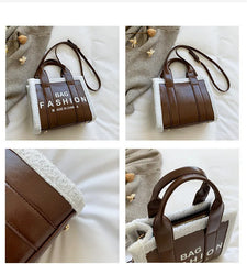 Faux Fur Bordered Messenger Bag Women's Handbag